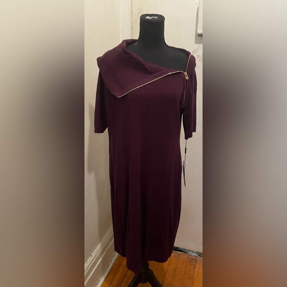 Calvin Klein heavy knit zippered collared dress